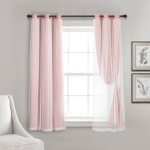 Cargar imagen en el visor de la galería, Grommet Sheer With Insulated Blackout Lining Curtain Panel Set
