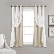 Cargar imagen en el visor de la galería, Grommet Sheer With Insulated Blackout Lining Curtain Panel Set
