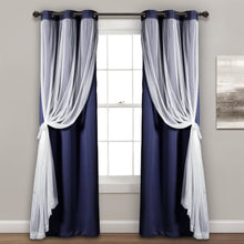 Cargar imagen en el visor de la galería, Grommet Sheer With Insulated Blackout Lining Curtain Panel Set
