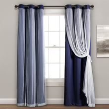 Cargar imagen en el visor de la galería, Grommet Sheer With Insulated Blackout Lining Curtain Panel Set
