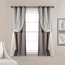 Cargar imagen en el visor de la galería, Grommet Sheer With Insulated Blackout Lining Curtain Panel Set
