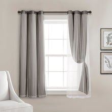 Cargar imagen en el visor de la galería, Grommet Sheer With Insulated Blackout Lining Curtain Panel Set
