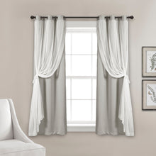 Cargar imagen en el visor de la galería, Grommet Sheer With Insulated Blackout Lining Curtain Panel Set
