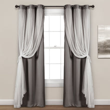 Cargar imagen en el visor de la galería, Grommet Sheer With Insulated Blackout Lining Curtain Panel Set
