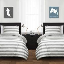 Cargar imagen en el visor de la galería, Plush Stripe Comforter Set Back To Campus Dorm Room Bedding
