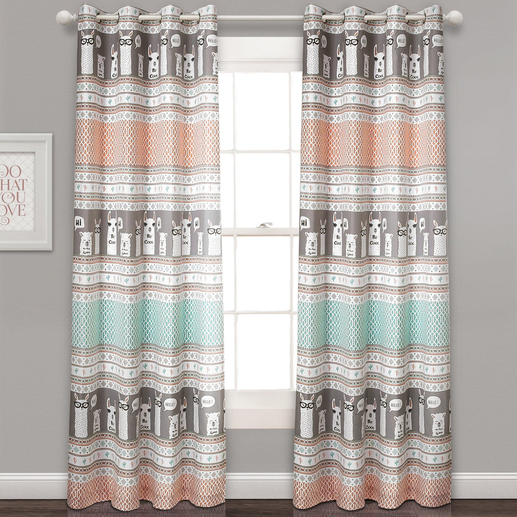 Llama Stripe Light Filtering Window Curtain Panel Set