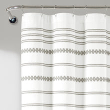 Load image into Gallery viewer, Breezy Chic Tassel Jacquard Recycled Cotton Shower Curtain
