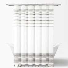 Load image into Gallery viewer, Breezy Chic Tassel Jacquard Recycled Cotton Shower Curtain
