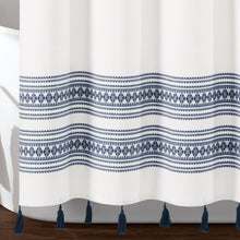 Load image into Gallery viewer, Breezy Chic Tassel Jacquard Recycled Cotton Shower Curtain
