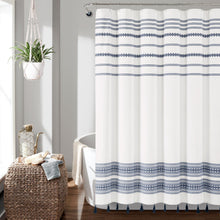 Load image into Gallery viewer, Breezy Chic Tassel Jacquard Recycled Cotton Shower Curtain
