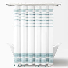 Load image into Gallery viewer, Breezy Chic Tassel Jacquard Recycled Cotton Shower Curtain
