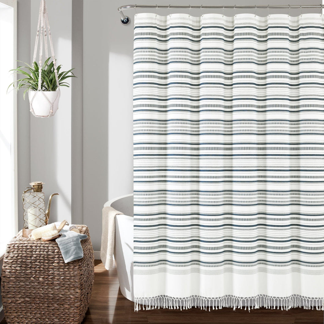 Urban Woven Yarn Dyed Recycled Cotton Blend Shower Curtain