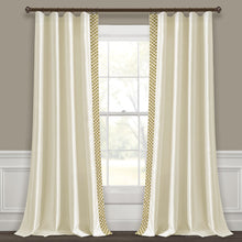 Load image into Gallery viewer, Luxury Mid Century Geo Faux Silk Jacquard Border Window Curtain Panel
