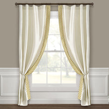 Load image into Gallery viewer, Luxury Mid Century Geo Faux Silk Jacquard Border Window Curtain Panel
