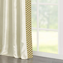 Load image into Gallery viewer, Luxury Mid Century Geo Faux Silk Jacquard Border Window Curtain Panel
