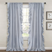 Load image into Gallery viewer, Farmhouse Stripe Reyna Ruffle Window Curtain Panel Set
