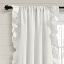 Load image into Gallery viewer, Farmhouse Stripe Reyna Ruffle Window Curtain Panel Set
