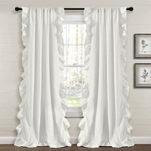 Cargar imagen en el visor de la galería, Farmhouse Stripe Reyna Ruffle Window Curtain Panel Set
