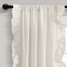 Load image into Gallery viewer, Farmhouse Stripe Reyna Ruffle Window Curtain Panel Set
