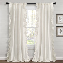 Load image into Gallery viewer, Farmhouse Stripe Reyna Ruffle Window Curtain Panel Set
