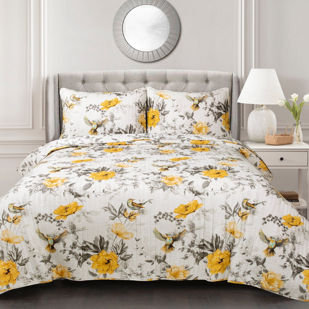 Penrose Floral 3 Piece Quilt Set