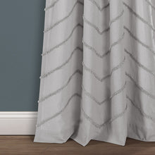 Load image into Gallery viewer, Chenille Chevron Window Curtain Panel Set
