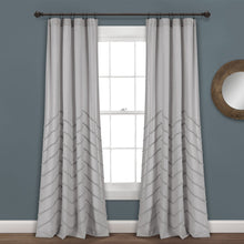 Load image into Gallery viewer, Chenille Chevron Window Curtain Panel Set
