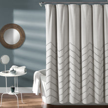 Load image into Gallery viewer, Chenille Chevron Shower Curtain
