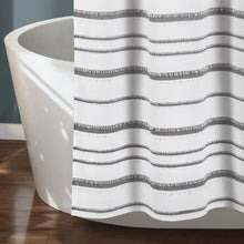 Load image into Gallery viewer, Stripe Clip Jacquard Shower Curtain
