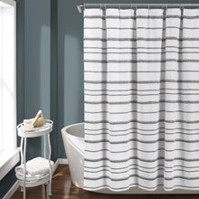 Load image into Gallery viewer, Stripe Clip Jacquard Shower Curtain
