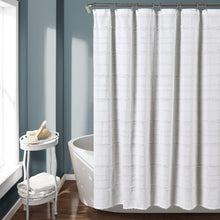 Load image into Gallery viewer, Stripe Clip Jacquard Shower Curtain
