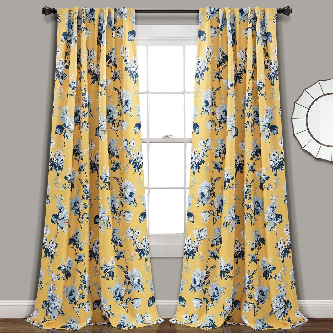 Tania Floral Light Filtering Window Curtain Panel Set