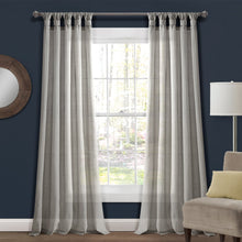 Load image into Gallery viewer, Burlap Knotted Tab Top Window Curtain Panel Set
