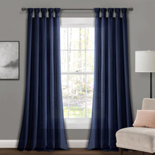 Load image into Gallery viewer, Burlap Knotted Tab Top Window Curtain Panel Set
