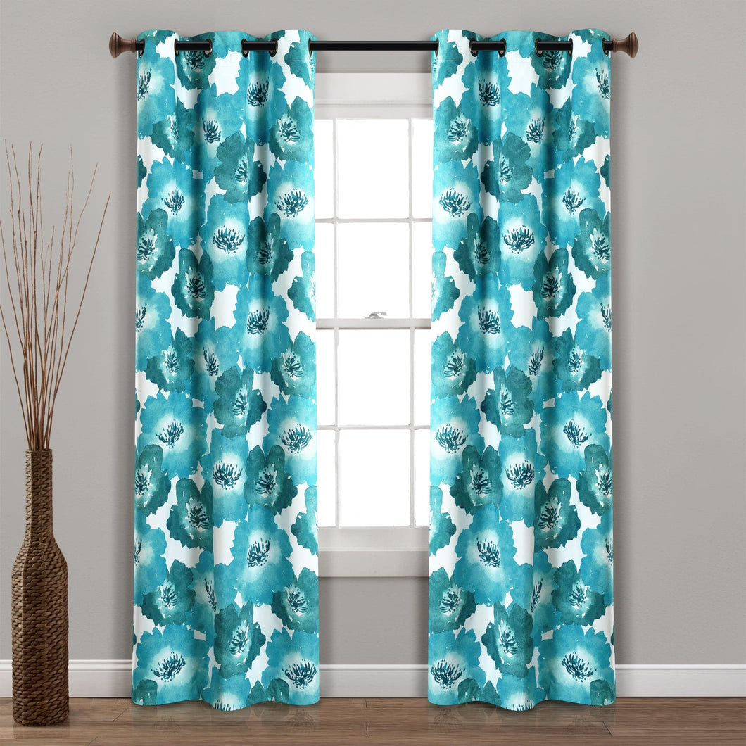 Julie Floral Insulated Grommet Blackout Window Curtain Panel Set