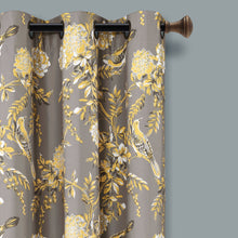 Cargar imagen en el visor de la galería, Farmhouse Bird And Flower Insulated Grommet Blackout Window Curtain Panel Set
