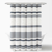 Load image into Gallery viewer, Urban Diamond Stripe Woven Tufted Recycled Cotton Blend Shower Curtain
