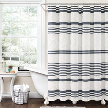 Load image into Gallery viewer, Urban Diamond Stripe Woven Tufted Recycled Cotton Blend Shower Curtain
