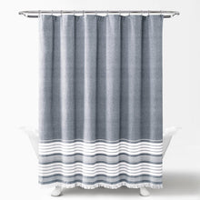 Load image into Gallery viewer, Nantucket Yarn Dyed Tassel Fringe Shower Curtain
