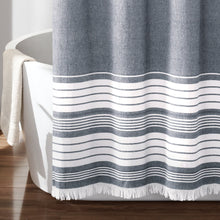 Load image into Gallery viewer, Nantucket Yarn Dyed Tassel Fringe Shower Curtain
