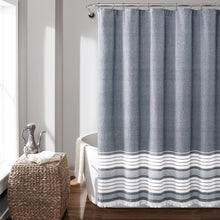 Load image into Gallery viewer, Nantucket Yarn Dyed Tassel Fringe Shower Curtain
