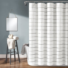 Load image into Gallery viewer, Ombre Stripe Yarn Dyed Recycled Cotton Blend Shower Curtain
