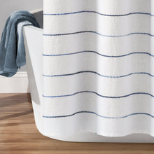 Load image into Gallery viewer, Ombre Stripe Yarn Dyed Recycled Cotton Blend Shower Curtain
