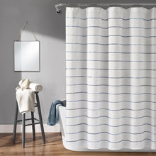 Load image into Gallery viewer, Ombre Stripe Yarn Dyed Recycled Cotton Blend Shower Curtain
