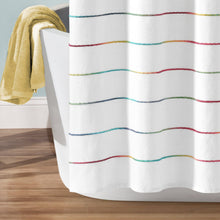 Load image into Gallery viewer, Ombre Stripe Yarn Dyed Recycled Cotton Blend Shower Curtain
