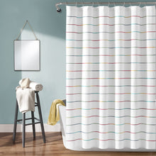 Load image into Gallery viewer, Ombre Stripe Yarn Dyed Recycled Cotton Blend Shower Curtain
