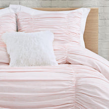 Cargar imagen en el visor de la galería, Ruching Ticking Stripe 3 Piece Comforter Set
