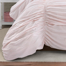 Cargar imagen en el visor de la galería, Ruching Ticking Stripe 3 Piece Comforter Set
