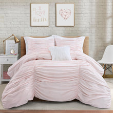 Cargar imagen en el visor de la galería, Ruching Ticking Stripe 3 Piece Comforter Set
