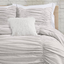 Cargar imagen en el visor de la galería, Ruching Ticking Stripe 3 Piece Comforter Set
